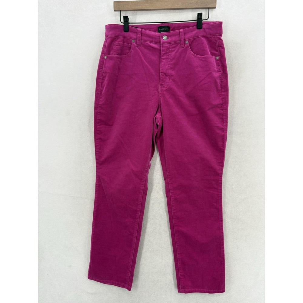 Talbots Corduroy Straight Leg Chino Pants Womens 10P Petite Pink Stretch Preppy